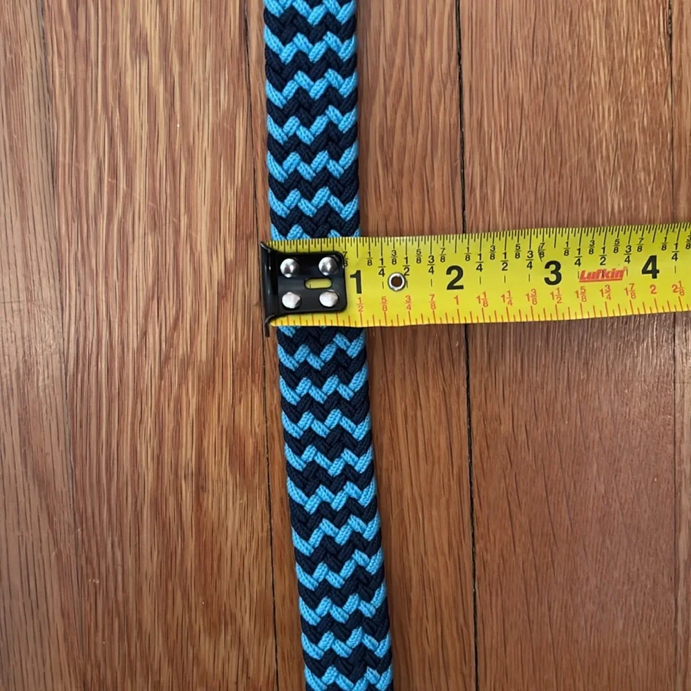 Peppercorn Kids blue braided elastic adjustable belt w/ pewter tone buckle